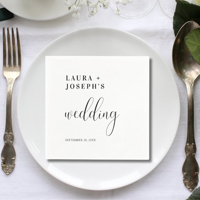 Personalized Minimalist Modern Elegant Wedding Napkin (Creator Uploaded)