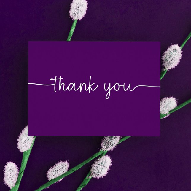    Personalized Minimalist Modern Purple Thank You Foil Holiday Card (Creator Uploaded)