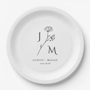 Personalized Minimalist Monogram Paper Plate
