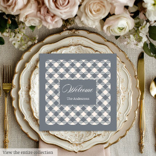 Personalized Minimalist Napkins Light Grey Plaid