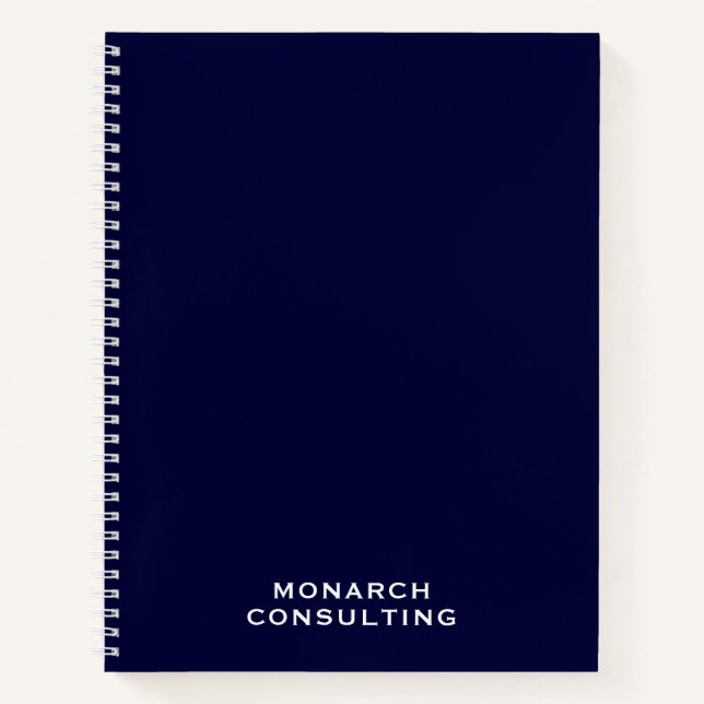 Personalized Minimalist Navy Blue Business Notebook (Front)