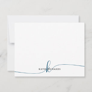 Personalized Minimalist Navy Blue Note Card