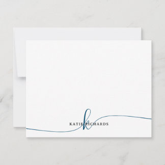Personalized Minimalist Navy Blue Note Card