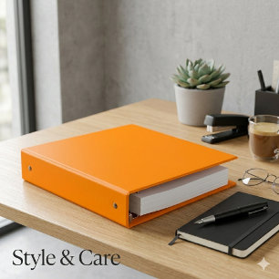 Personalized Minimalist Neon Orange Office Docs Binder