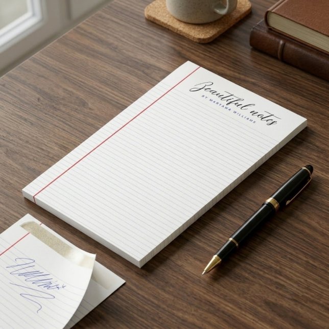 Personalized Minimalist Notes, Simply Lined Paper Post-it Notes (custom printed lined desk notepad, order personalized stationery notepad, simply lined custom name)