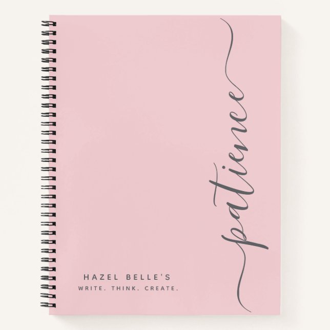 Personalized Minimalist Pink Custom Name Spiral  Notebook (Front)