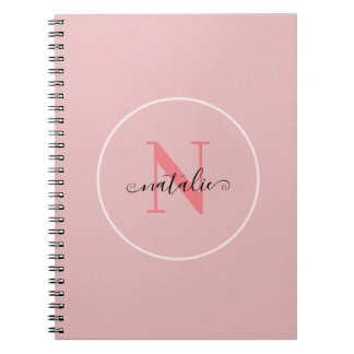 Personalized Minimalist Pink Spiral Notebook