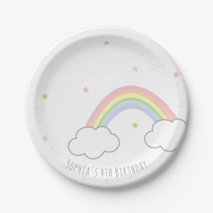 Personalized Minimalist Rainbow Birthday Paper Plate