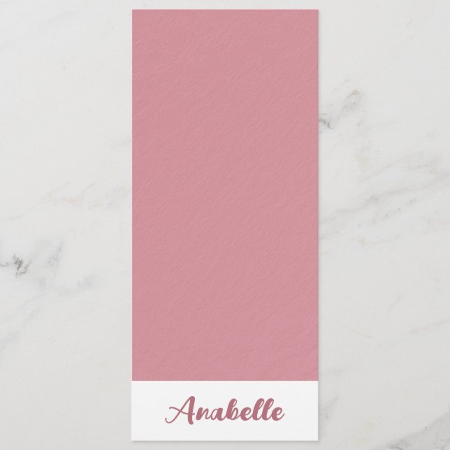 Personalized Minimalist Rose Gold Bookmark (Front)