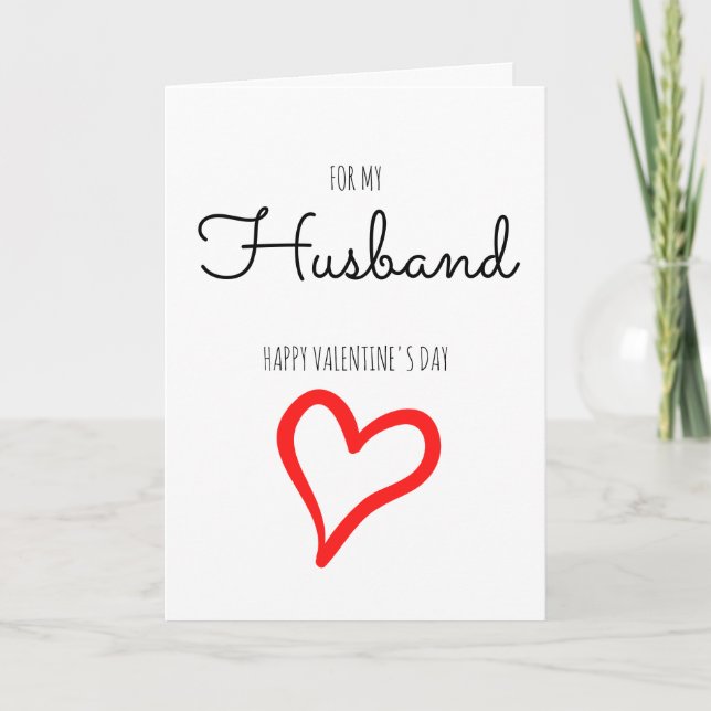 Personalized Minimalist Script Heart Valentine Day Holiday Card (Front)