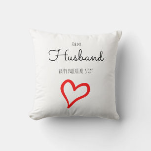 Personalized Minimalist Script Heart Valentine Day Throw Pillow