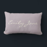 Personalized Minimalist Script Name Soft Lavender Lumbar Pillow<br><div class="desc">Add a personal touch to any space with this elegant minimalist lumbar pillow featuring a custom script name on a soft lavender background. The simple and modern design makes it perfect for bedrooms, nurseries, or living rooms. A thoughtful gift for housewarmings, weddings, or anyone who loves stylish home decor with...</div>