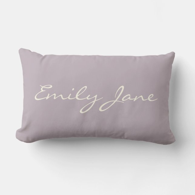 Personalized Minimalist Script Name Soft Lavender Lumbar Pillow (Front)