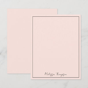 Personalized Minimalist Signature Girly Blush Pink Card