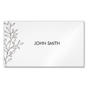 Personalized Minimalist Sketch Leaf Magnetic Business Card