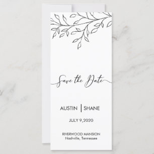 Personalized Minimalist Sketch Leaf Save the Date