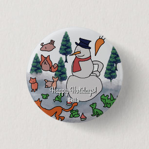 Personalized Minimalist Snowy Friends' Adventure 1 Inch Round Button