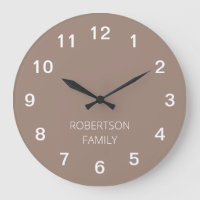 Personalized Minimalist Taupe Wall Clock