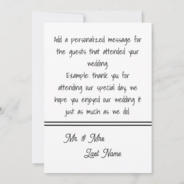 Personalized Minimalist Thank You Wedding Card (Back)