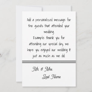 Personalized Minimalist Thank You Wedding Card