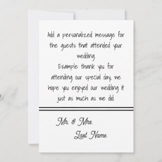 Personalized Minimalist Thank You Wedding Card