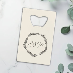 Personalized Minimalist Wedding Favour Credit Card Bottle Opener