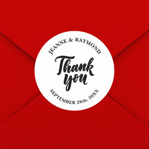 Personalized Minimalist Wedding Thank You Favour Classic Round Sticker