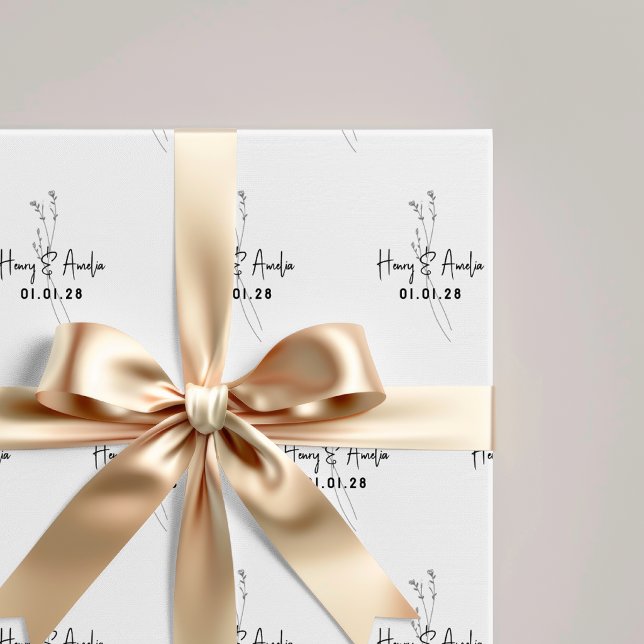 Personalized Minimalist Wedding Wrapping Paper (Wedding wrapping paper, Bridal shower wrapping paper, Anniversary Engagement wrapping paper gift)
