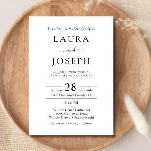 Personalized Minimalist White All In One Wedding Invitation