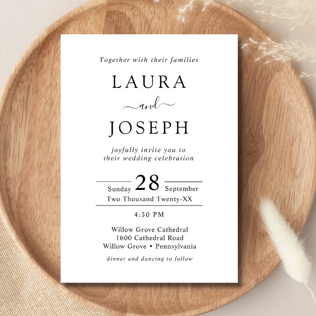Personalized Minimalist White All In One Wedding Invitation (Creator Uploaded)