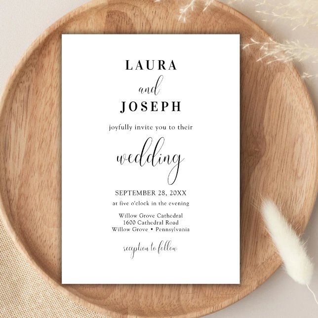 Personalized Minimalist White Modern Wedding Invitation (Creator Uploaded)