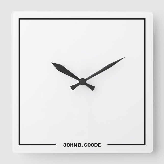 Personalized Minimalist White Square Wall Clock (Front)
