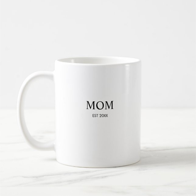 Personalized Minimalist Year Established Mom Coffee Mug (Left)