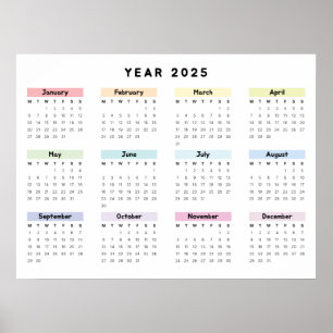 Personalized Minimalist Yearly Calendar Poster