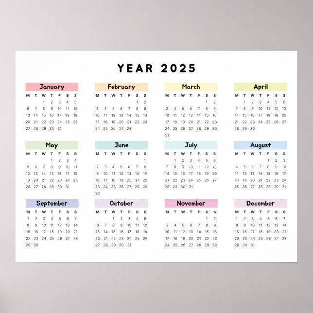 Personalized Minimalist Yearly Calendar Poster (Front)