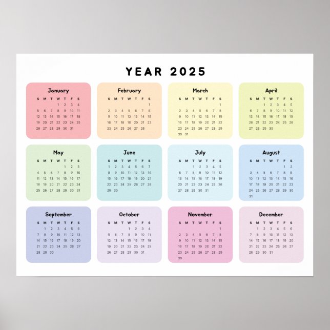 Personalized Minimalist Yearly Planner Calendar Poster (Front)