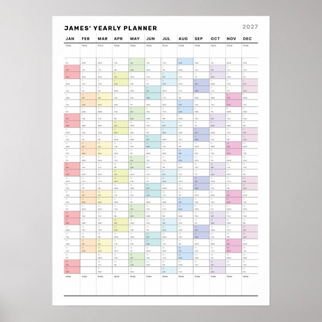 Personalized Minimalist Yearly Planner Poster (Front)