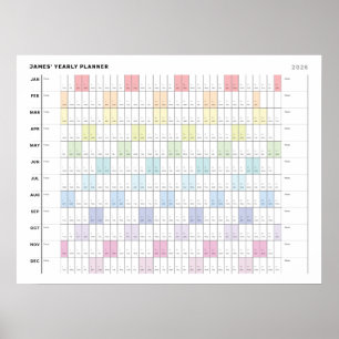Personalized Minimalist Yearly Planner Poster