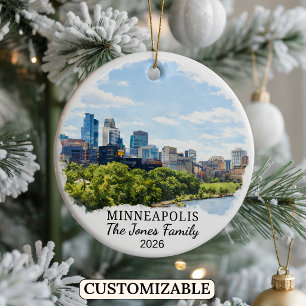 Personalized Minneapolis Ornament, Minnesota Ceramic Ornament