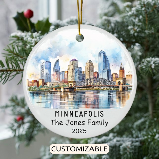 Personalized Minneapolis Ornament, Minnesota Ceramic Ornament (Creator Uploaded)