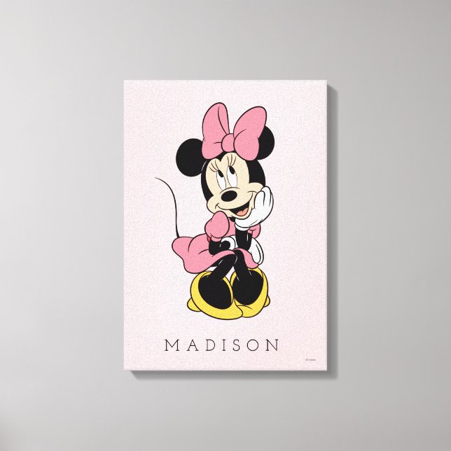 Personalized - Minnie Mouse | Posing in Pink  Canvas Print (Front)