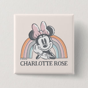 Personalized Minnie Mouse Rainbow 2 Inch Square Button