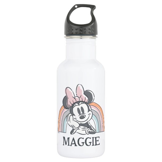 Personalized Minnie Mouse Rainbow  532 Ml Water Bottle (Front)