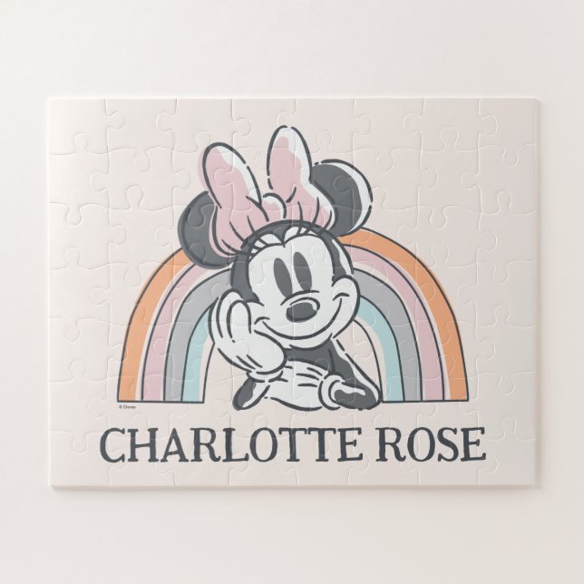 Personalized Minnie Mouse Rainbow Jigsaw Puzzle (Horizontal)