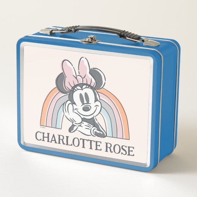Personalized Minnie Mouse Rainbow Metal Lunch Box (Front)