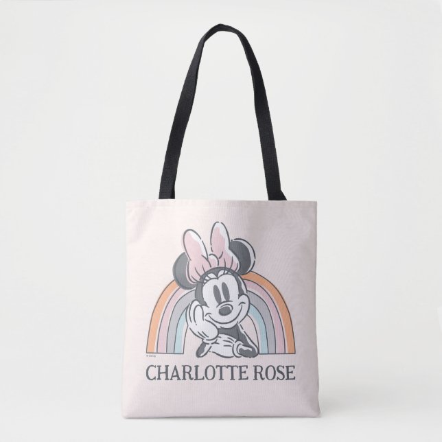 Personalized Minnie Mouse Rainbow Tote Bag (Front)