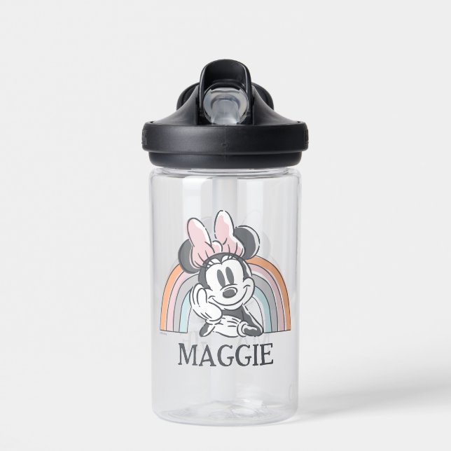 Personalized Minnie Mouse Rainbow  Water Bottle (Front)