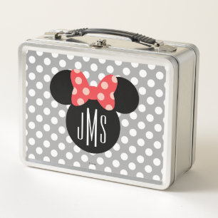 Personalized Minnie Polka Dot Head Silhouette Metal Lunch Box