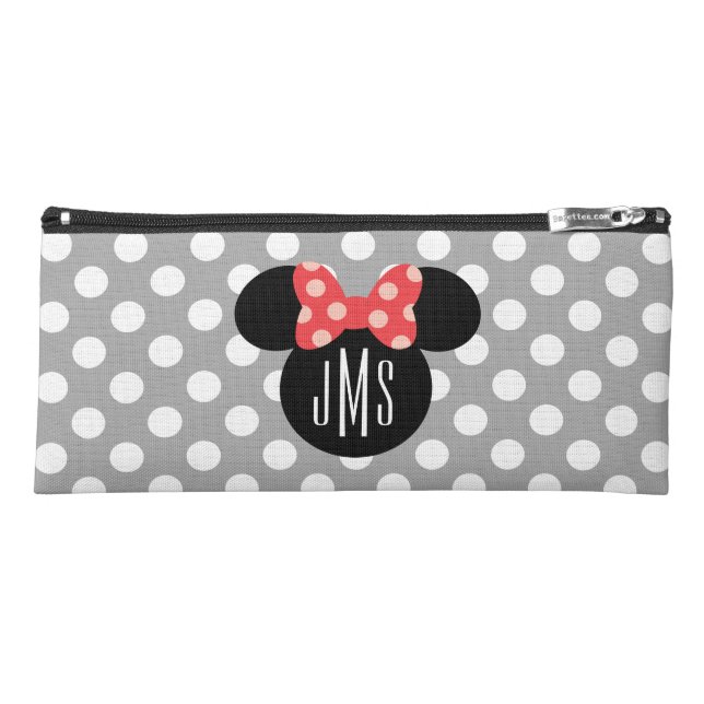 Personalized Minnie Polka Dot Head Silhouette Pencil Case (Front)