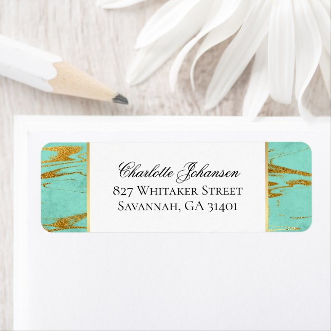 Personalized Mint and Gold Marble Pattern (Insitu)